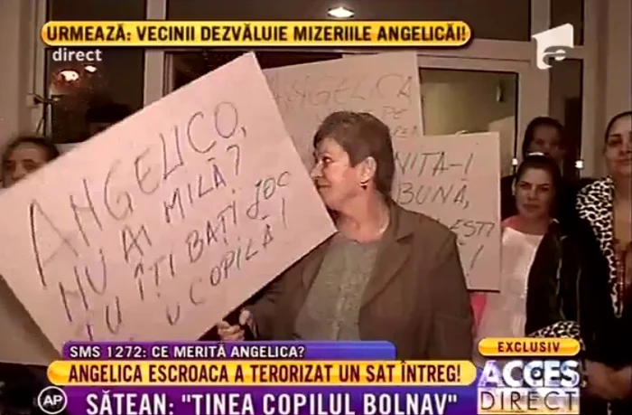 Vecinii Angelicăi Constantin au venit în platou cu pancarte