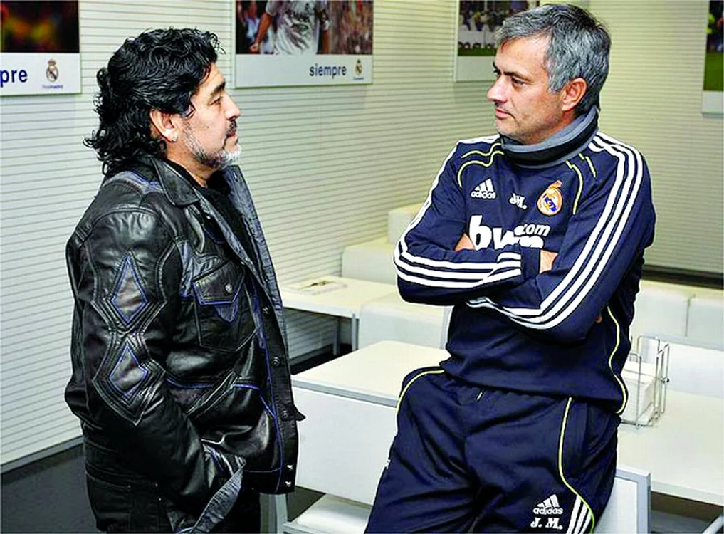 Maradona şi Mourinho când s-au întâlnit pentru prima dată