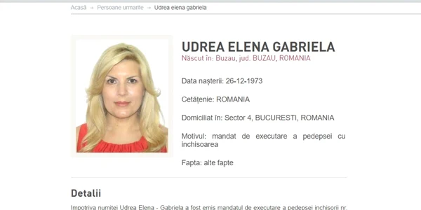 elena udrea este dată în urmărire nationala