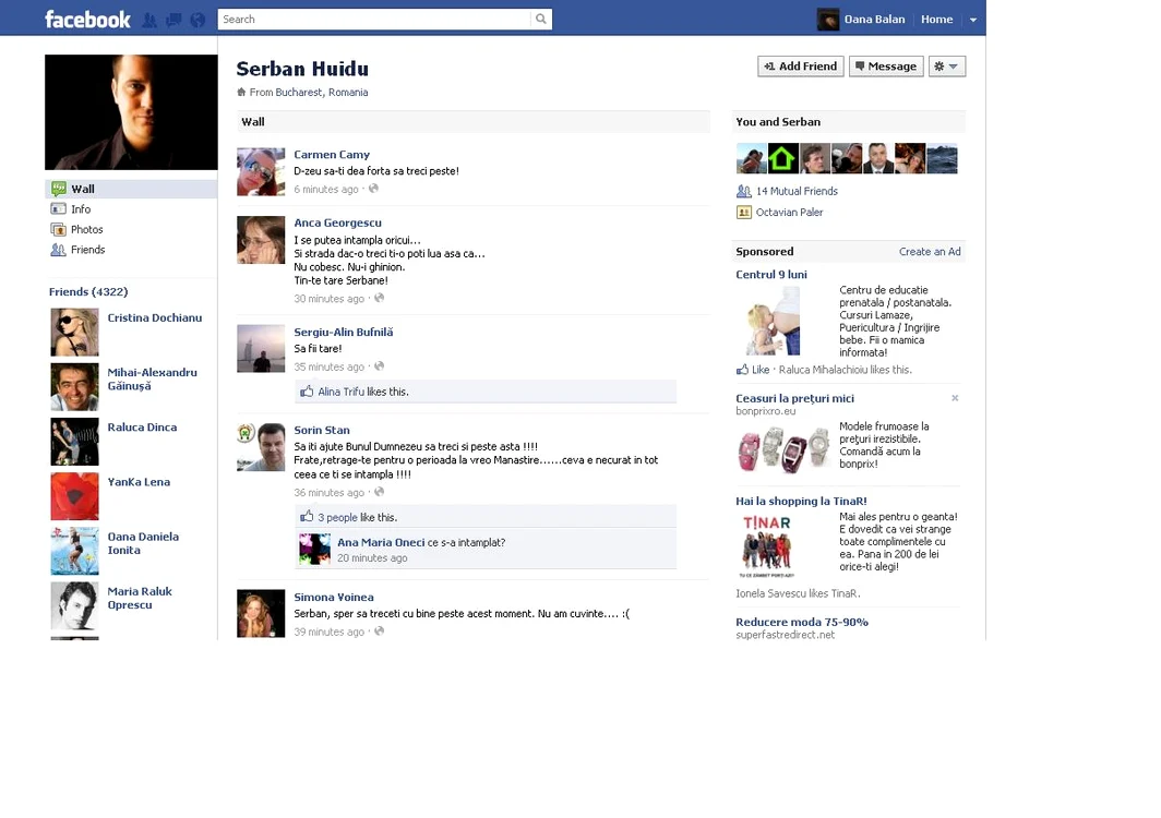 Pagina de Facebook Serban Huidu