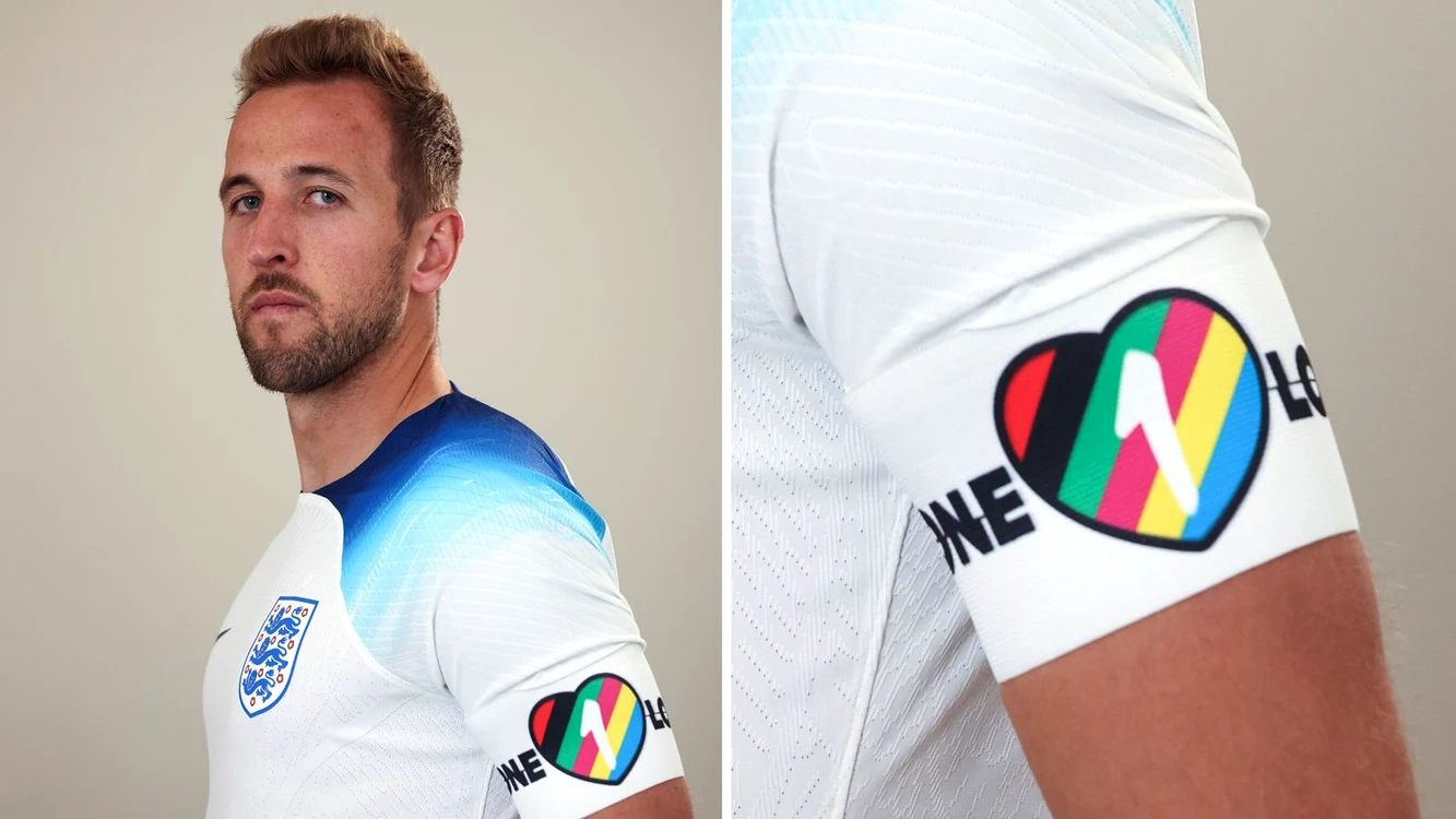 Harry Kane și banderola On love FOTO: sky.com