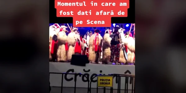Urători scoși de pe scena Festivalului de Obiceiuri de Iarnă Foto Captură Video jpg