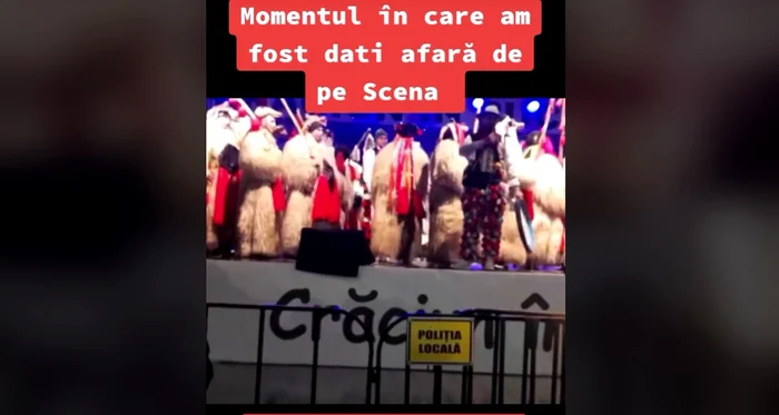 Urători scoși de pe scena Festivalului de Obiceiuri de Iarnă Foto: Captură Video
