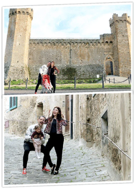 Anca şi soţul ei, Ştefan Lungu, s-au căsătorit în 2013 la castelul din Montalcino. Acum s-au întors în acel loc şi au refăcut pozele. Dar în formaţie de 3, împreună cu fiica lor, Natalia