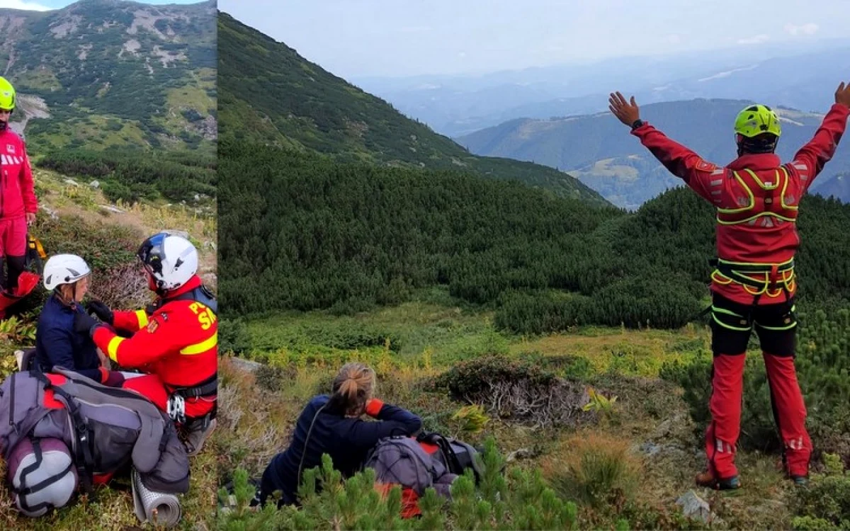Turistă maghiară accidentată în Munţii Parâng. Foto: Salvamont Hunedoara.