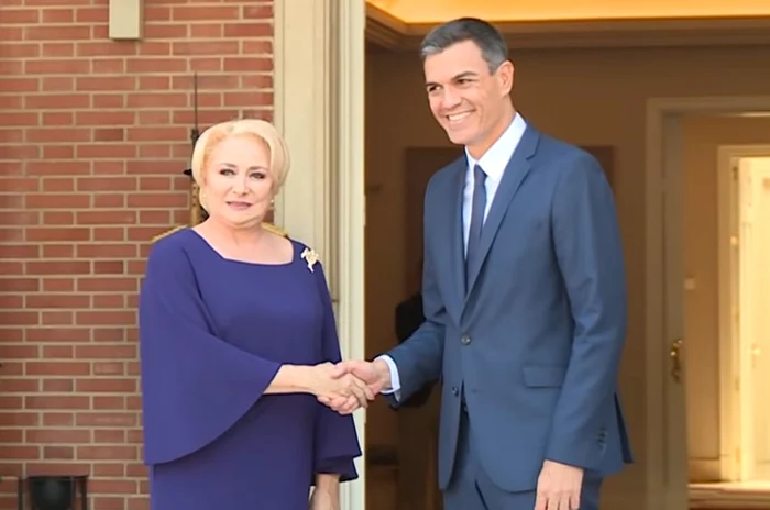 Viorica Dăncilă s-a întâlnit cu premierul Spaniei, Pedro Sanchez Foto: Captură YouTube