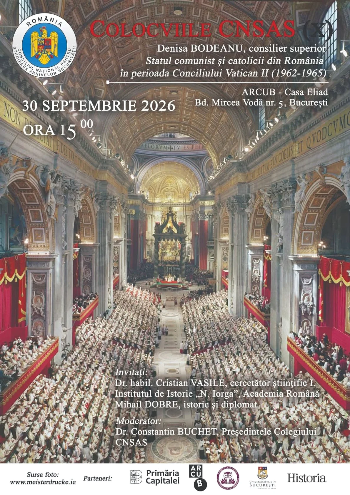Colocviile CNSAS: „Statul comunist și catolicii din România în perioada Conciliului Vatican II (1962-1965)”