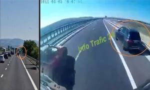 Şoferi care circulă pe banda de urgenţă a autostrăzilor Foto colaj capturi video