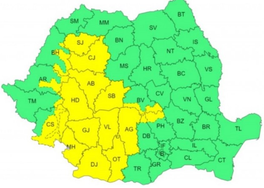 Ploi şi vijelii anunțate de meteorologi. Județele care intră sub cod galben