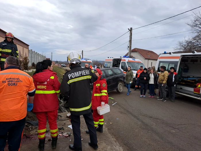 Doi pietoni au murit în urma accidentului din Turburea Foto: ISU Gorj