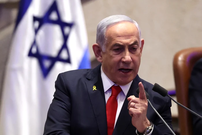 Benjamin Netanyahu ține un discurs în Parlament FOTO EPA-EFE