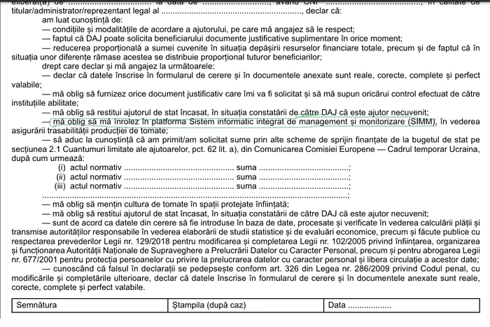 Oligativitatea înscrierii în SIMM a apărut în cererea pe care fermierii au completat-o