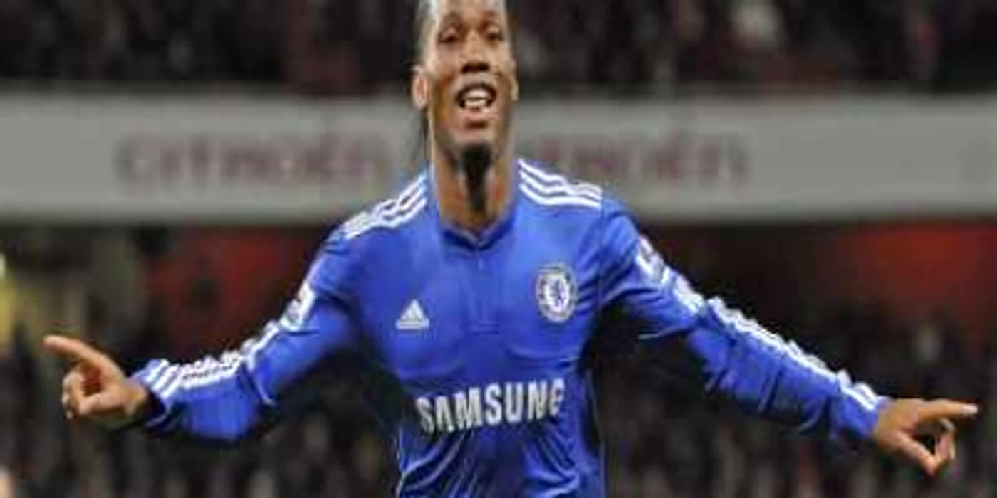 Drogba, celebrând al doilea gol în poarta lui Arsenal, FOTO: EPA