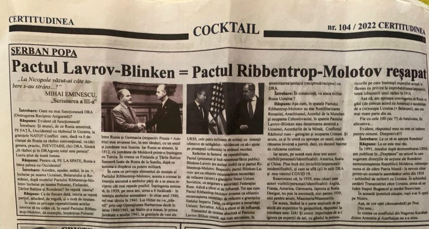 Pactul Lavrov Blinken FOTO Facebook Iulian Bulai