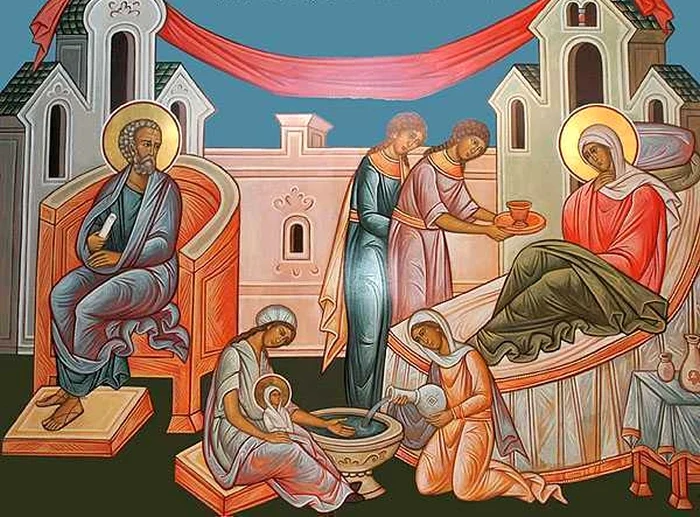 Naşterea Maicii Domnului, într-o reprezentare de inspiraţie bizantină