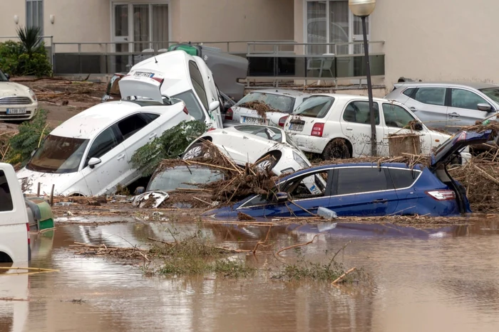 Maşini luate de ape în Mallorca FOTO EPA-EFE