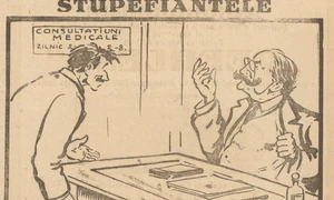 1928, ianuarie 23. Caricatură publicată în presă cu privire la stupefiante. „Universul”, nr. 19, 23 ianuarie 1928, p. 1 (© Arhivele Naționale ale Românie)