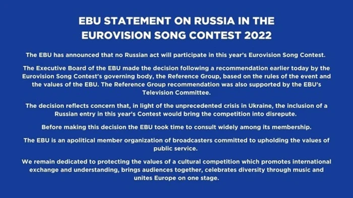 Rusia a fost exclusă de la concursul Eurovision foto news