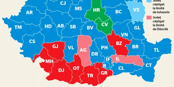 Harta colorata prezidentiale turul 1