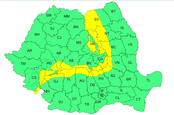 Harta zonelor afectate de ger.