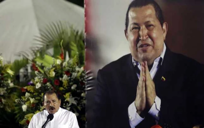 Preşedintele statului Nicaragua, Daniel Ortega, în timpul unui discurs dedicat lui Chavez FOTO Reuters