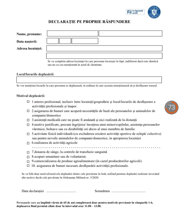 Așa arată noua declarație pe proprie răspundere