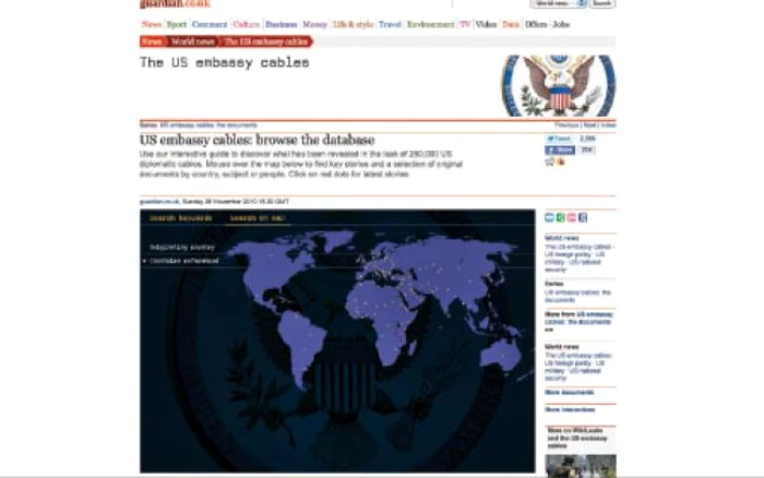 Cotidianul „The Guardian“ a construit el însuşi o bază de date cu documentele obţinute de la WikiLeaks