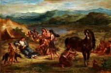 „Ovidius printre sciţi”, pictură din 1862, de Eugène Delacroix (© Wikimedia Commons)