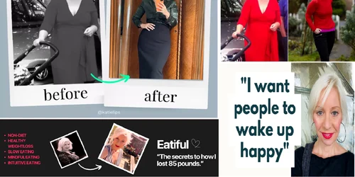 Katie Lips a slăbit 38 de kg mâncând intuitiv și conștient fără diete restrictive Colaj Instagram&The Telegraph