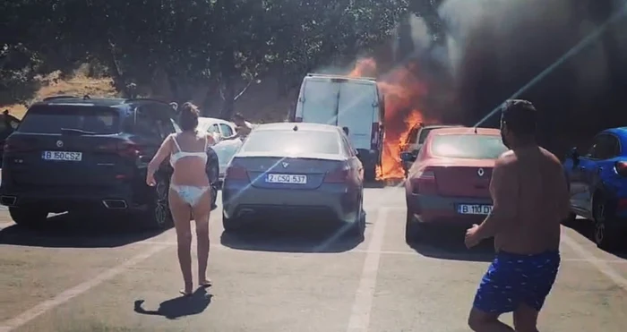 Incendiu lângă plaja Modern FOTO: captură video