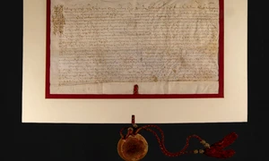 Hrisovul voievodului Radu Mihnea de închinare a mănăstirii Galata Bisericii Sfântului Mormânt din Ierusalim (© MNIR)