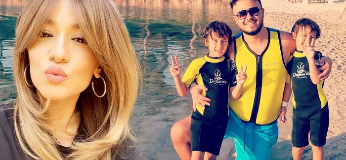 Claudia Pătrășcanu și Gabi Bădălău alături de copiii lor / foto: colaj Click!