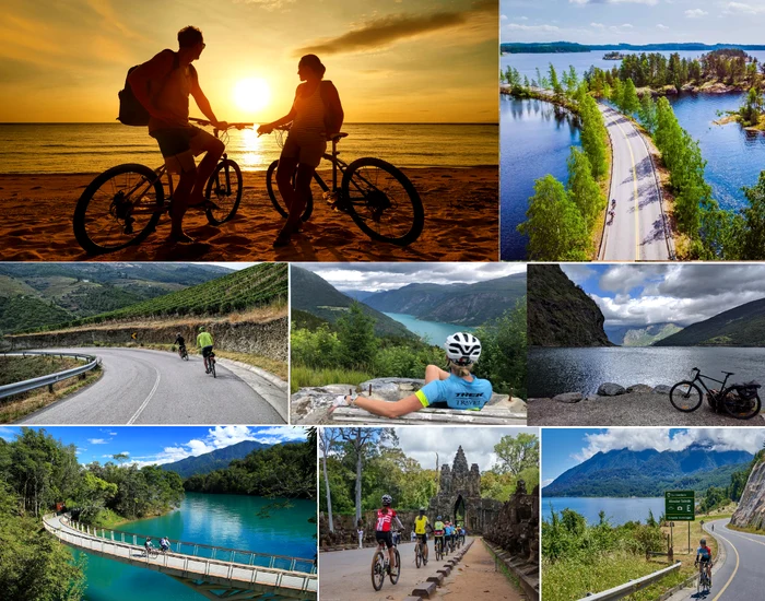 Cele mai bune trasee de ciclism din lume pentru o vacanță pe două roți în 2025 Foto Colaj
