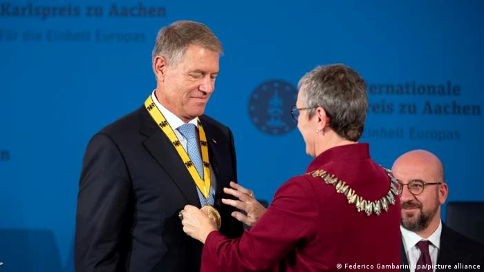 Preşedintele României, Klaus Iohannis, la Aachen, la primirea prestigiosului premiu Carol cel Mare