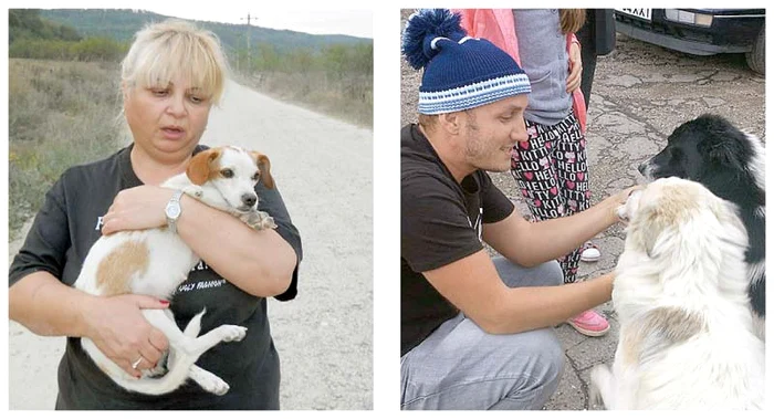 Nuami şi Mihai  hrănesc câinii străzii