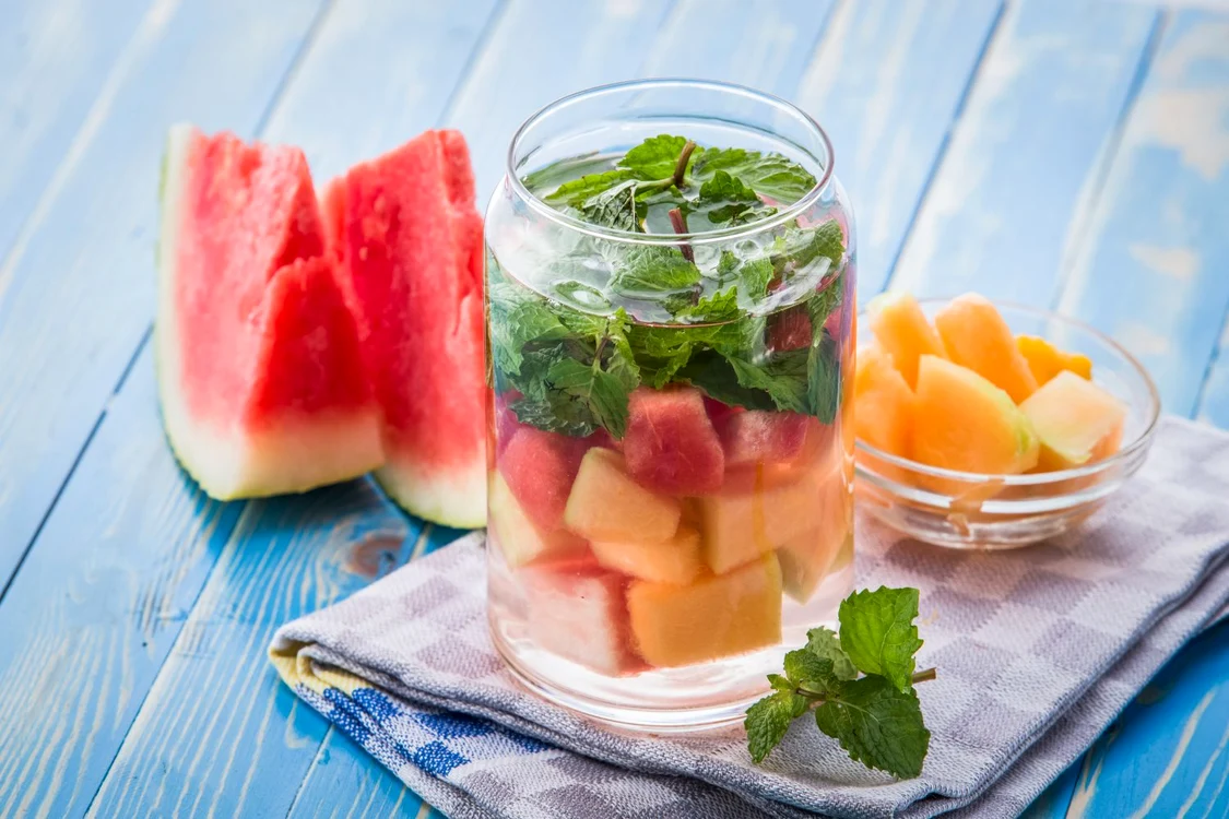 infused water mix of melon, mint leaf and watermelon jpeg