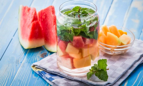 infused water mix of melon, mint leaf and watermelon jpeg