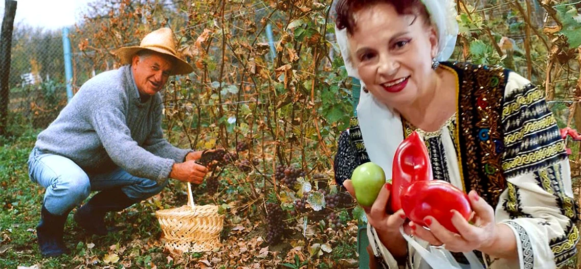 Dorel Vișan și Gherghina Stancu duc un stil de viață sănătos. Ei cultivă legume în gradină 