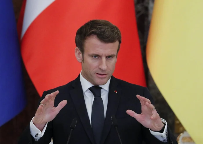 Emmanuel Macron la conferinţa de presă cu Volodimir Zelenski FOTO EPA-EFE