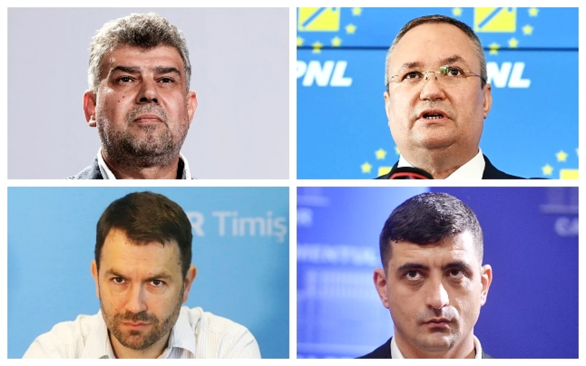 (articol) Marcel Ciolacu & Nicolae Ciucă & Cătălin Drulă & George Simion (foto Inquam Photos & Mediafa Foto)