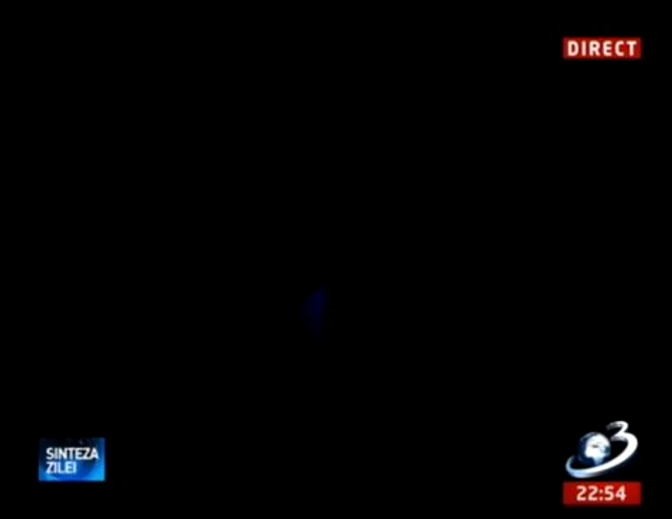 «Sinteza zilei» a fost întreruptă de o pană de curent (Foto: captură video Antena 3)