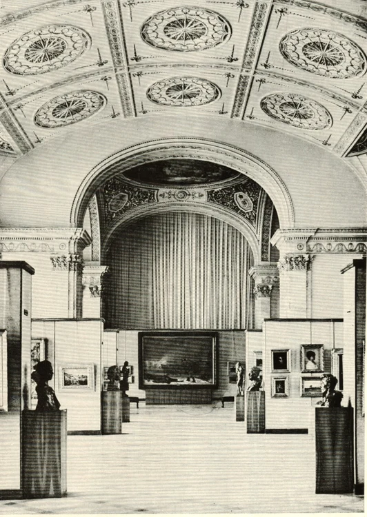 Galeria Nationala 1950, in fundal Atacul de la Smardan de N Grigorescu jpg jpeg