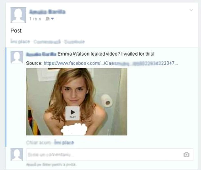 
    Emma Watson vrăjeşte utilizatorii de Facebook să dea clic şi să se infecteze cu troianisursa: hotforsecurity.com  