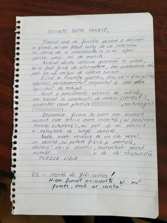 Scrisoarea care i-a adus un job la 74 de ani