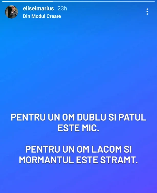 Postarea de pe Instagram a lui Marius Elisei
