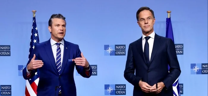 Pete Hegseth si Mark Rutte, la reuniunea miniștrilor apărării din NATO. FOTO: X/Pete Hegseth