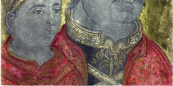 Neagoe Basarab si fiul sau Teodosie, frescă de la Mănăstirea Dionisiu   Muntele Athos jpg