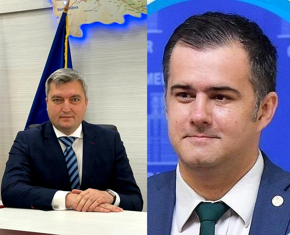 Prefectul Lucian Bogdănel (stânga) şi primarul Lucian Daniel Stanciu Viziteu FOTO colaj paginile personale de Facebook