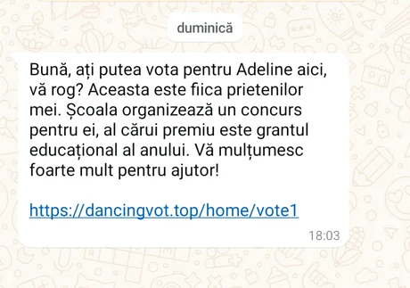 Un mesaj asemănător a făcut victime pe WhatsApp în ultimele săptămâni. FOTO Adevărul