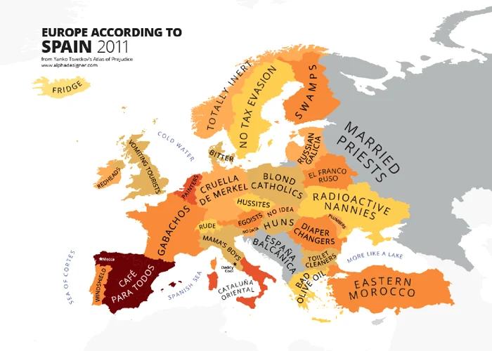 Artistul grafic Yanko Tsvetkov a „cartografiat” prejudecăţile europenilor. FOTO Atlas of Prejudice/ Yanko Tsvetkov